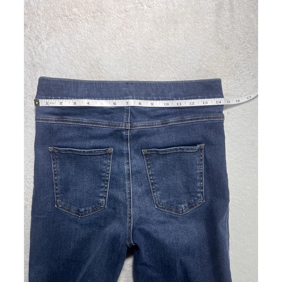 Spanx High Rise Pull On Flare Jeans Raw Hem Stretch Medium M Shaping - Picture 5 of 7